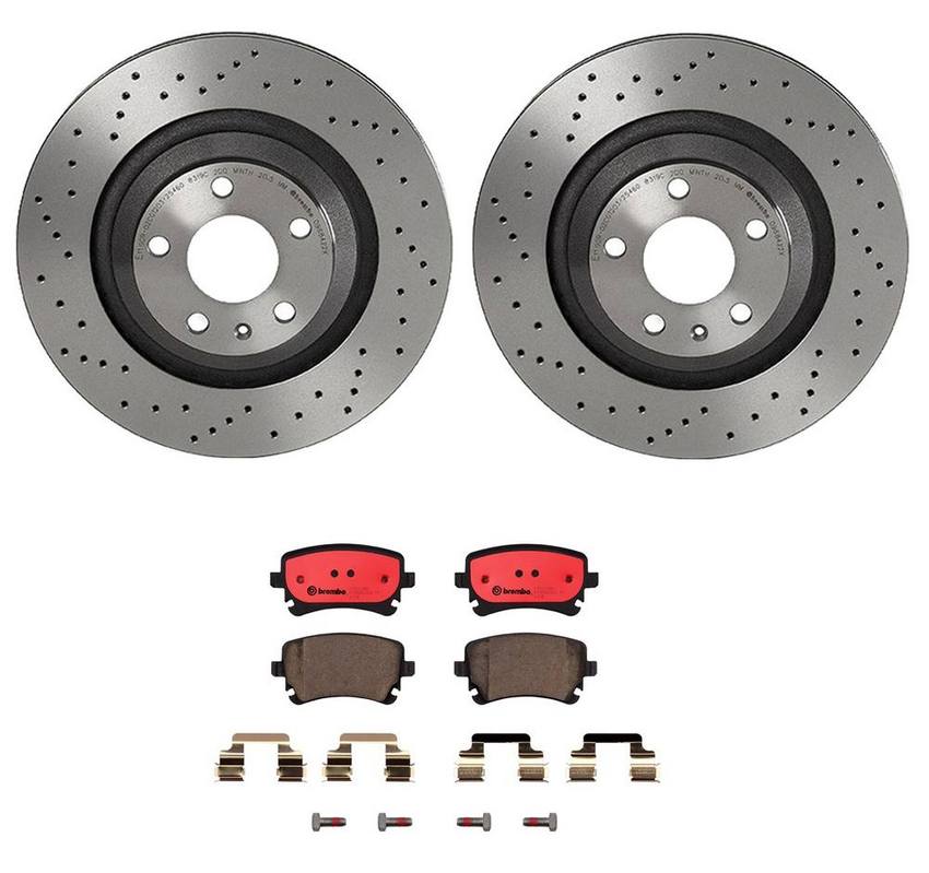 Audi Brembo Brake Kit Pads and Rotors Rear (330mm) (Ceramic) (Xtra
